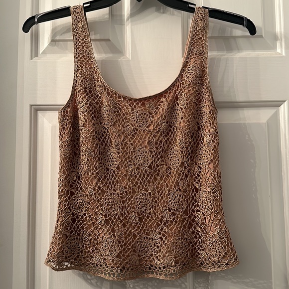 2 pieces!! Carmen Marc Valvo Gorgeous lace like set in a golden thread - small - Picture 10 of 16